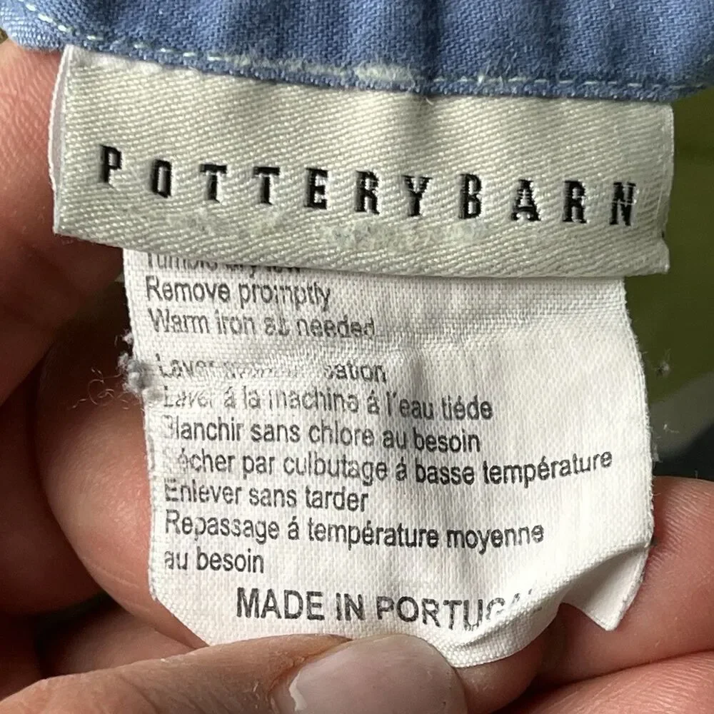 Vintage Pottery Barn King Duvet Cover 100% Cotton Multicolor Blue Green Stripes